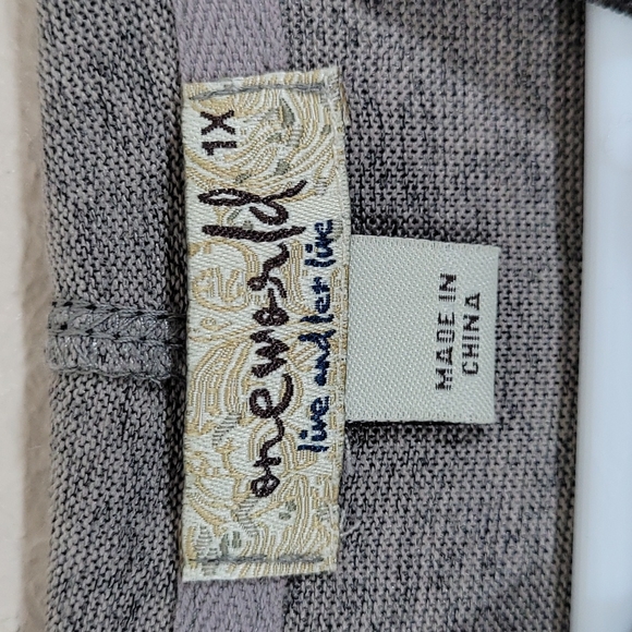 One World 1X hoodie full zip green and brown sweatshirt rivets XL - Picture 4 of 9